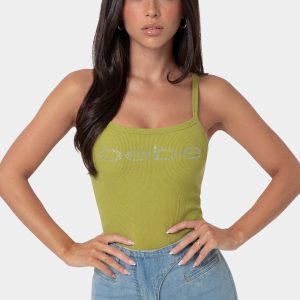 Bebe Logo Racer Back Rib Tank
