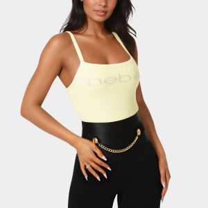 Bebe Logo Racer Back Rib Tank