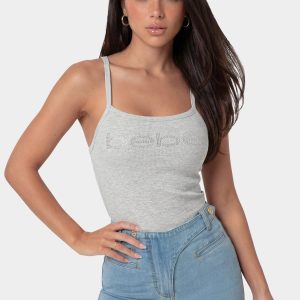Bebe Logo Racer Back Rib Tank