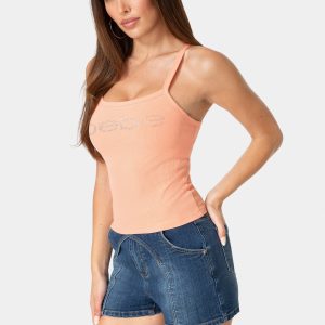 Bebe Logo Racer Back Rib Tank