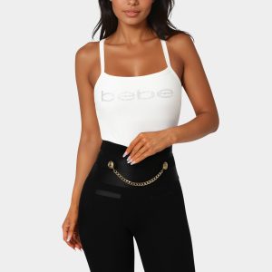 Bebe Logo Racer Back Rib Tank