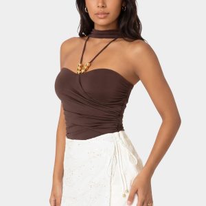 Neck Scarf Illusion Knit Top