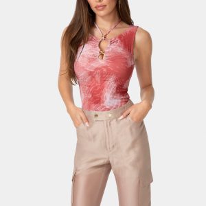 Neck Tie Fitted Top
