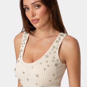 Shell-Look Button Knit Top