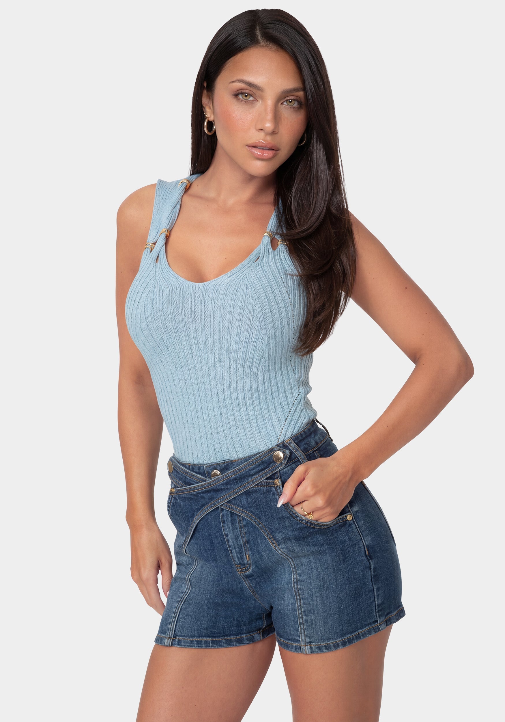 Twisted Strap Knit Top