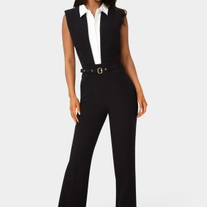 Tailored Two Tone Straight Leg Jumpsuit