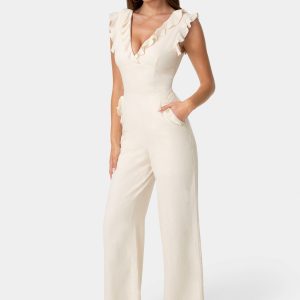 Linen Ruffled Palazzo Leg Jumpsuit