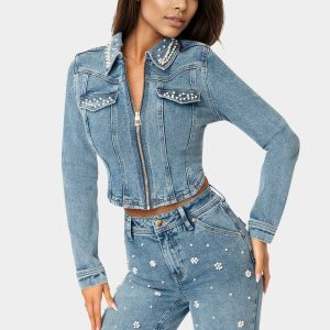 Embellished Corset Denim Jacket