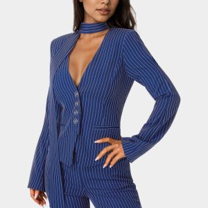Tailored Stripe Scarf Blazer