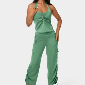 Front Shirring Halter Top
