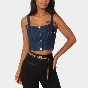 Textured Denim Bustier