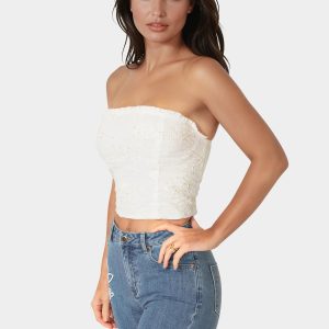 Strapless Embroidery Corset Top