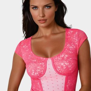 Swiss Dot Lace Bodysuit