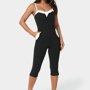 Satin Peek A Boo Capri Leg Jumpsuit