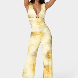 Shirred Waist Palazzo Leg Jumpsuit