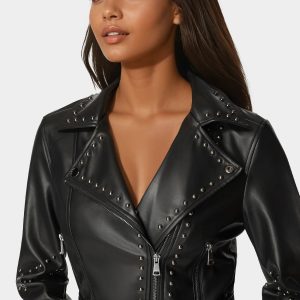 Studded Vegan Leather Moto Jacket