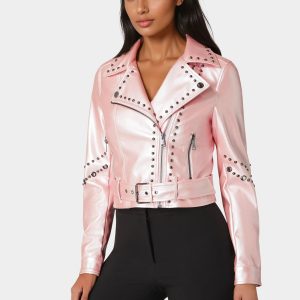 Studded Vegan Leather Moto Jacket