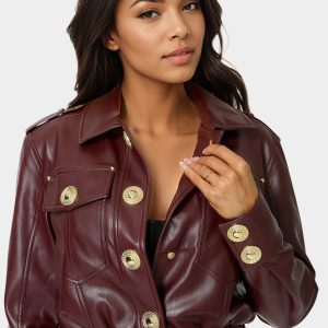Cropped Vegan Leather Jacket