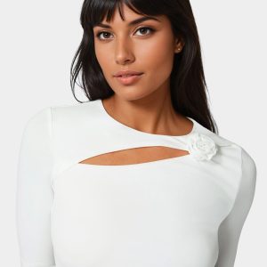 Cut Out Flower Long Sleeve Top