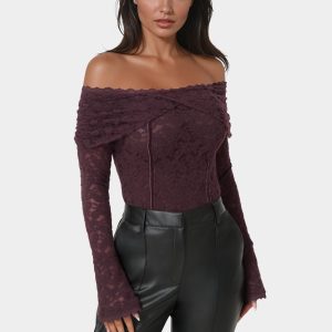 Off Shoulder Fluffy Lace Top