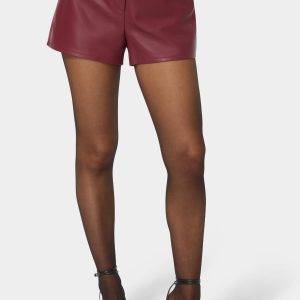 Vegan Leather Natural Waist Belted Shorts
