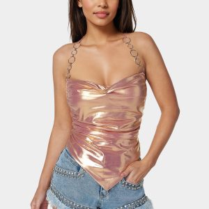Metallic Handkerchief Top