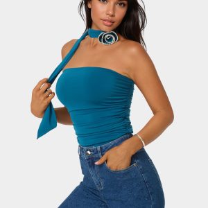 Jewel Rosette Scarf Top