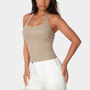 Bebe Logo Halter Neck Rib Tank