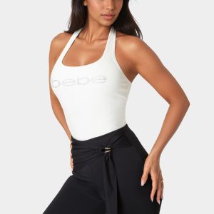 Bebe Logo Halter Neck Rib Tank