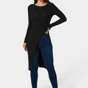 Long Body Side Slit Sweater