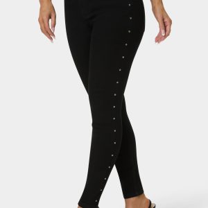 Natural Waist Studded Skinny Leg Jeans