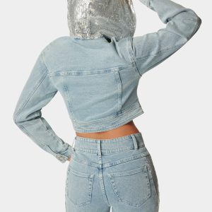 Sequin Hooded Denim Jacket