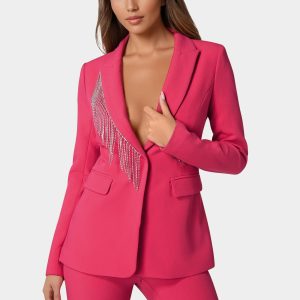 Rhinestone Fringe Tailored Blazer
