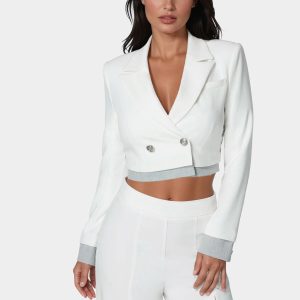 Cropped Eyelet Blazer