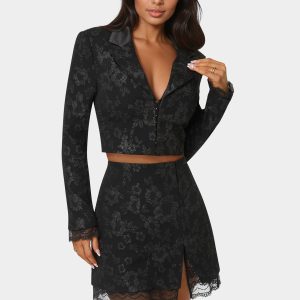 Tailored Floral Jacquard Blazer