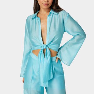 Front Tie Flowy Blouse