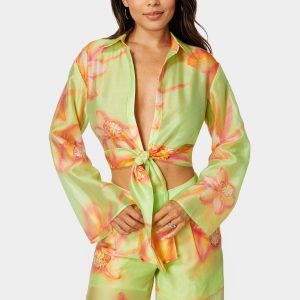 Front Tie Flowy Blouse