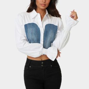 Poplin Denim Top