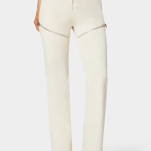 Natural Waist Zipper Detail Mini Bootcut Pant