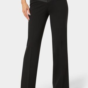 Vegan Leather Combo Straight Leg Trouser