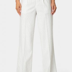 Tailored Pinstripe Straight Wide Leg Pant