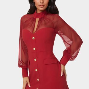Mixed Media Long Sleeve Romper