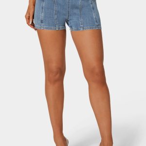 Side Pocket Stitch Detailed Denim Shorts