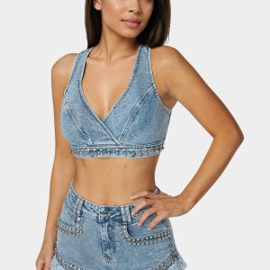 Studded Denim Top