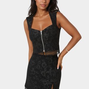 Floral Jacquard Corset Top