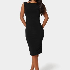High Neck Open Back Midi Dress