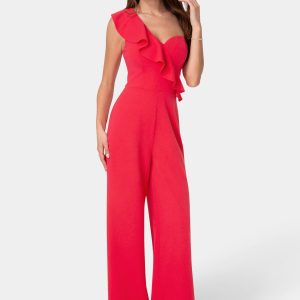 One Shoulder Ruffle Jumpsuit