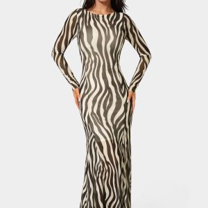 Long Sleeve Powermesh Dress
