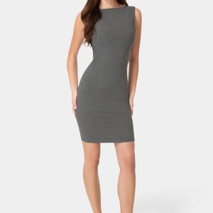 Ribbed Boatneck Mini Dress