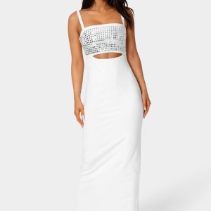 Embellished Strapless Column Maxi Dress